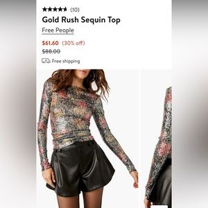 Free People Gold Rush Sequin Top - S
